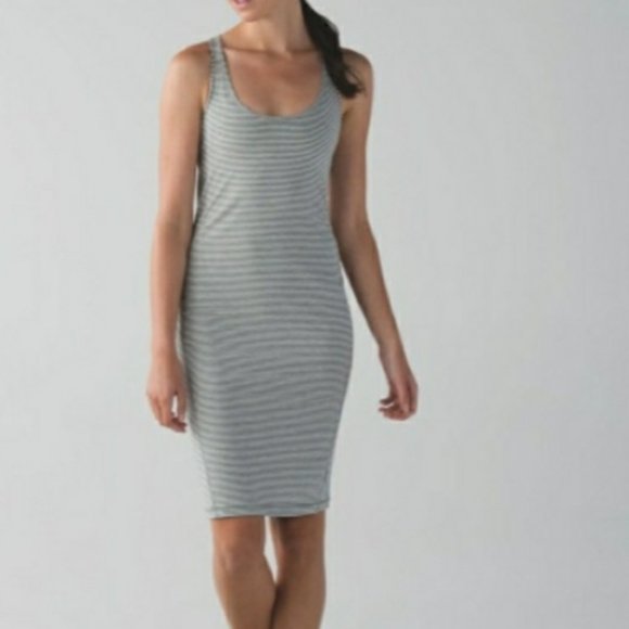Lululemon Go For It Hyper Striped Open Back Scoopneck Popover Midi Dress No Size - Picture 2 of 6